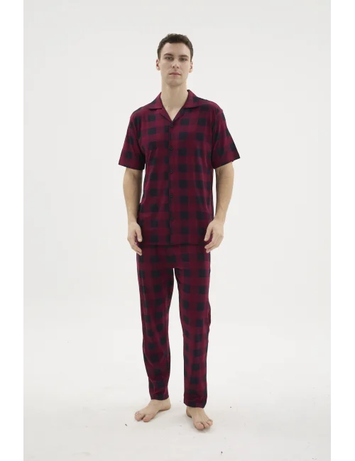 Kocabey KKT-26158 Erkek Apaj Yaka Düğmeli Pijama Takımı