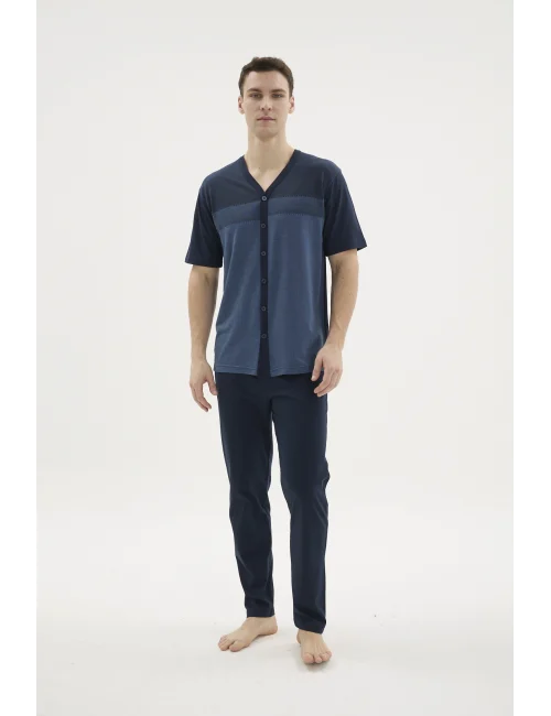 Kocabey KKT-26154 Erkek V Yaka Boydan Düğmeli Pijama Takımı