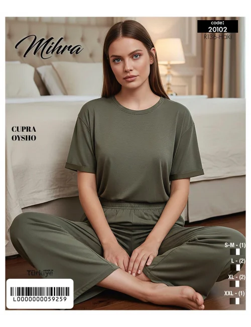 Mihra 20102 Kadın Oysho Kısa Kol Pijama Takımı