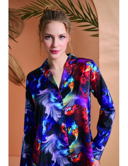 PJS 27079 Kadın Düğmeli Pijama Takımı