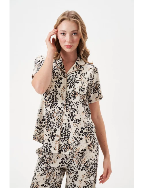 PJS 29049 Kadın Düğmeli Pijama Takım