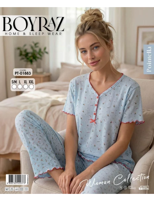Boyraz PT-01883  Kadın Pointella Kısa Kol Pijama Takımı