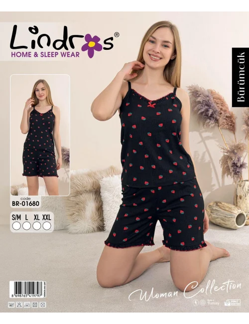 Lindros BR-01680 Kadın İp Askılı Bürümcük Şortlu Takım