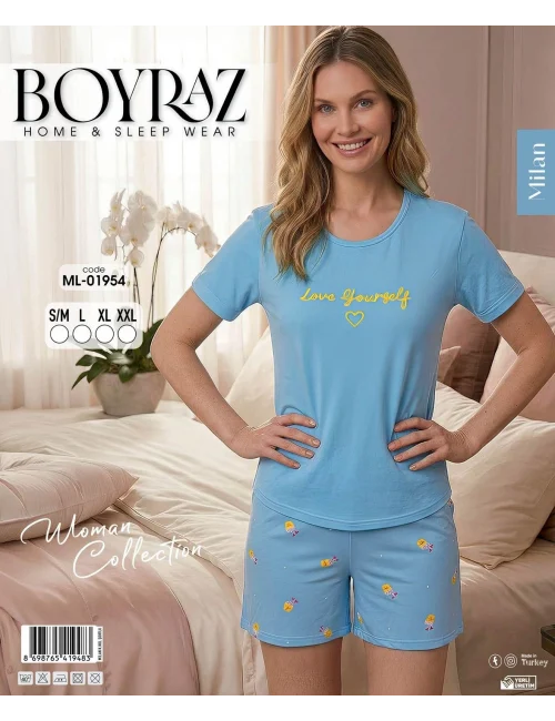 Boyraz ML-01954 Kadın Milan Kısa Kol Şortlu Takım