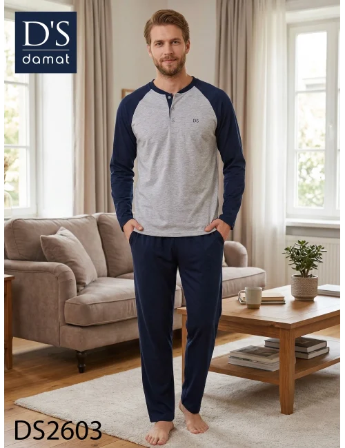 Ds Damat 2603 Erkek Mavenck Uzun Kol Pijama Takımı
