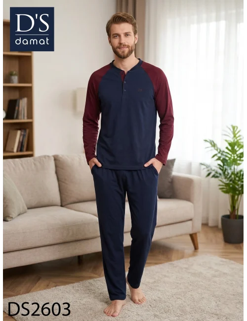 Ds Damat 2603 Erkek Mavenck Uzun Kol Pijama Takımı