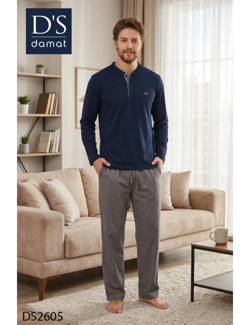 Ds Damat 2605 Erkek Royal Uzun Kol Pijama Takımı