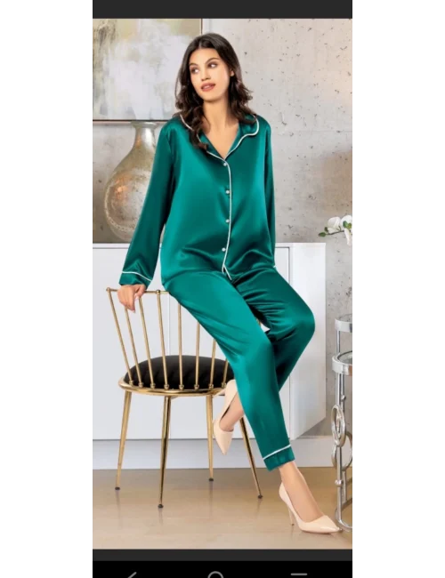 Freshness 2045 Saten Gömlek Yaka Patlı Pijama Takımı