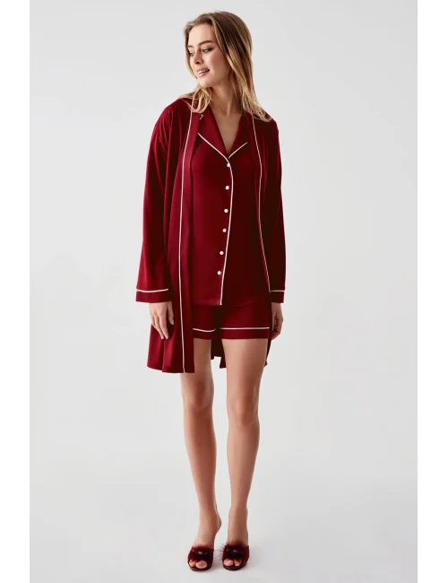 Freshness 324 Kadın 4Lü Sabahlıklı Şorlu Pijama Takımı