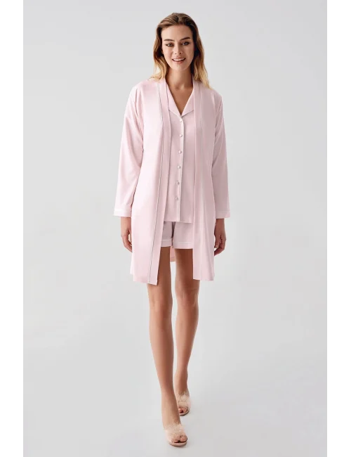 Freshness 324 Kadın 4Lü Sabahlıklı Şorlu Pijama Takımı
