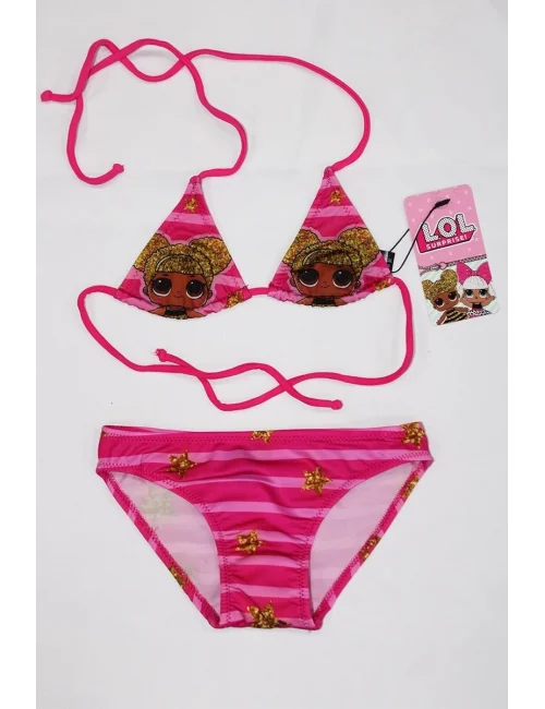 Lol Bebekli Sarı Yıldızlı Kız Çocuk Üçgen Bikini Takımı
