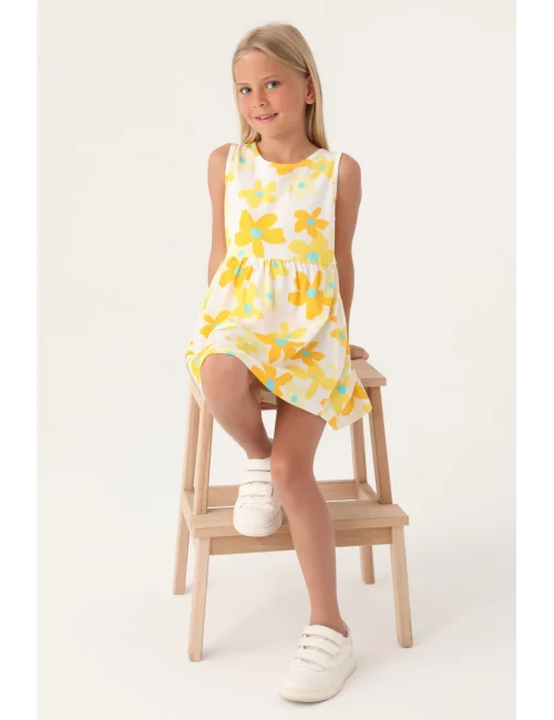 Roly Poly 3393-3 Kız Çocuk Çiçekli Elbise