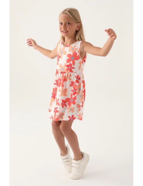 Roly Poly 3393-3 Kız Çocuk Çiçekli Elbise
