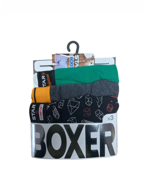 Star 105 Desenli Jakar Erkek 3lü Kemer Boxer