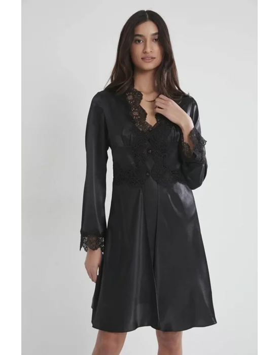 Pierre Cardin 6335 6lı Saten Gecelik Sabahlık Takım