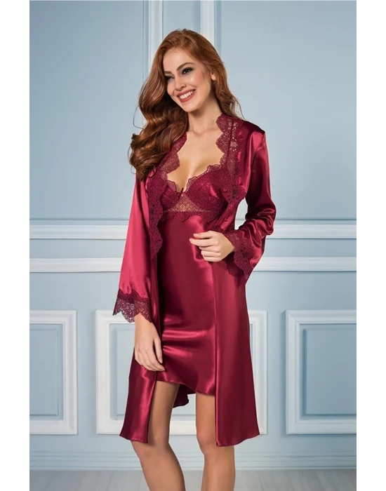 Pierre Cardin 6335 6lı Saten Gecelik Sabahlık Takım