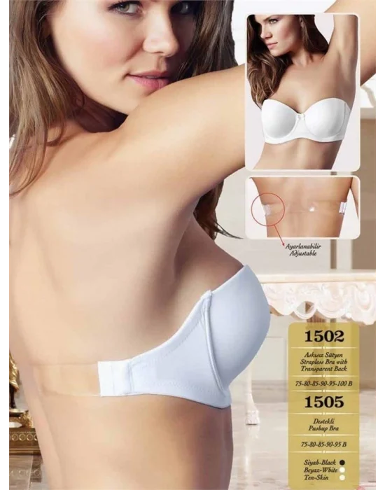 Nurteks 1505 Straplez Sırt Şeffaf Sütyen