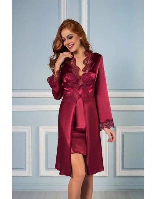Pierre Cardin 6335 6lı Saten Gecelik Sabahlık Takım