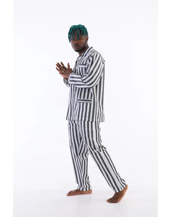 Kocabey 4007 Uzun Kol Çizgili Gaffur Erkek Pijama Takım