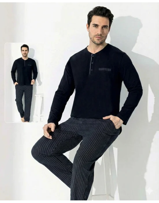 Boyraz 0690 Erkek Uzun Kol Penye Pijama Takımı