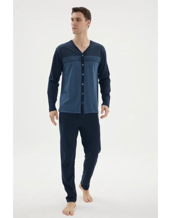 Kocabey Dm-26104 V Yaka Boydan Düğmeli Pijama Takımı
