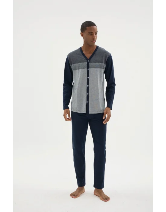 Kocabey Dm-26104 V Yaka Boydan Düğmeli Pijama Takımı