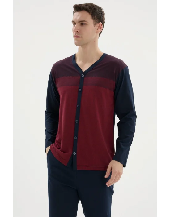 Kocabey Dm-26104 V Yaka Boydan Düğmeli Pijama Takımı