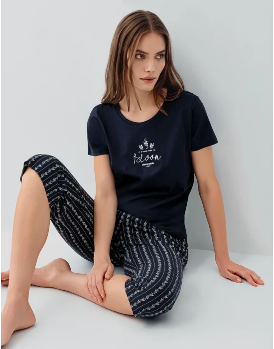 Pierre Cardin PC9207-S Kadın Kapri Kısa Kol Pijama Takımı