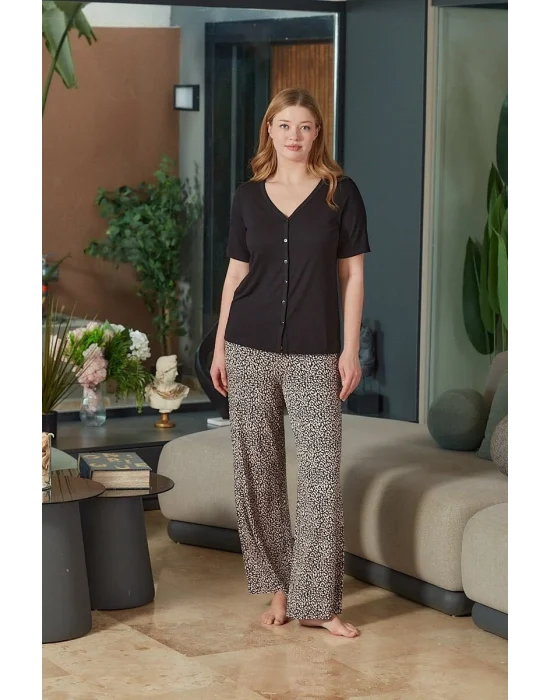 Aqua 26683 Kadın Önü Düğmeli Kısa Kol Pijama Takım