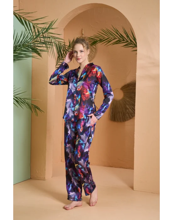 PJS 27079 Kadın Düğmeli Pijama Takımı