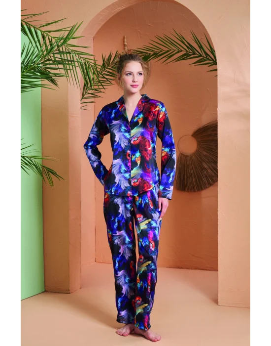 PJS 27079 Kadın Düğmeli Pijama Takımı
