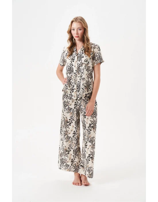 PJS 29049 Kadın Düğmeli Pijama Takım