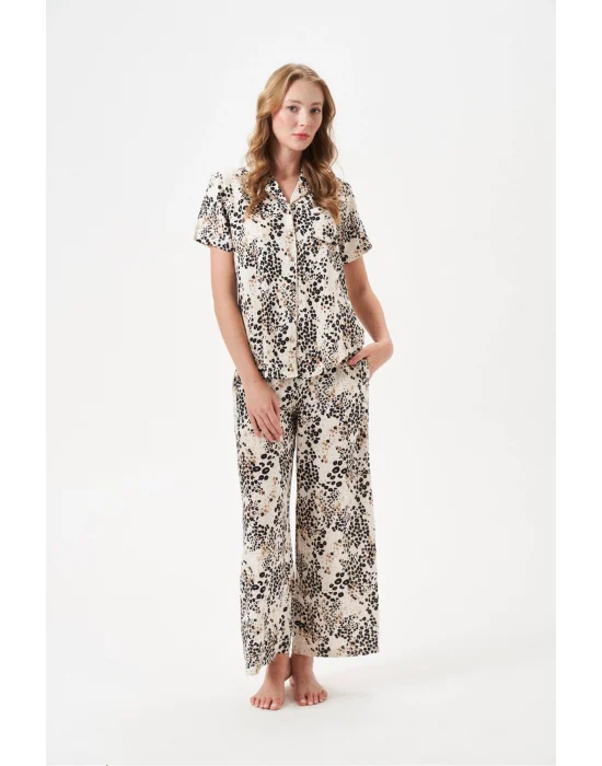 PJS 29049 Kadın Düğmeli Pijama Takım