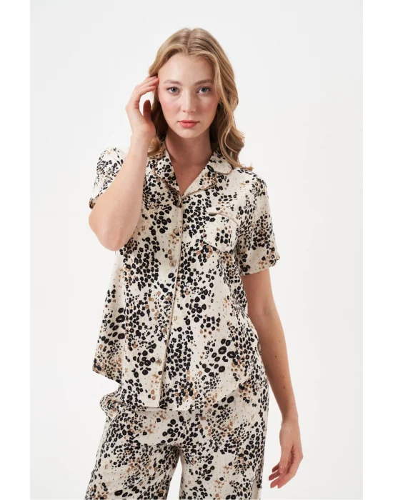 PJS 29049 Kadın Düğmeli Pijama Takım
