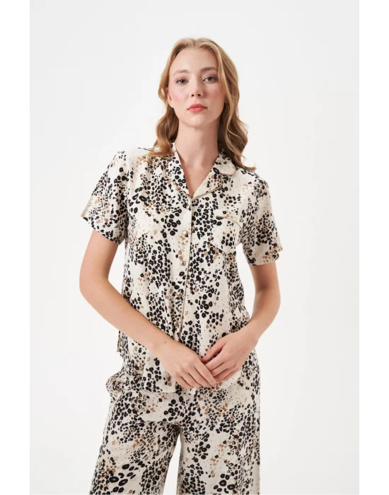 PJS 29049 Kadın Düğmeli Pijama Takım