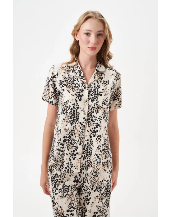 PJS 29049 Kadın Düğmeli Pijama Takım