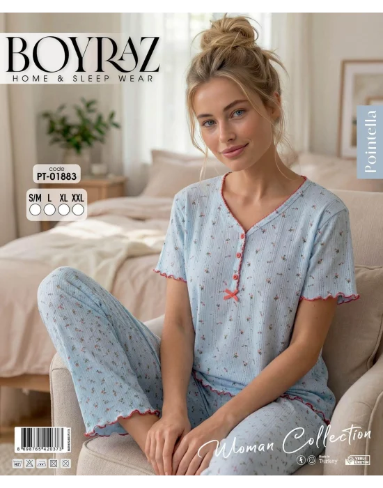Boyraz PT-01883  Kadın Pointella Kısa Kol Pijama Takımı