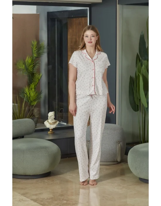 Aqua 26520 Kadın Düğmeli Kısa Kol Pijama Takımı