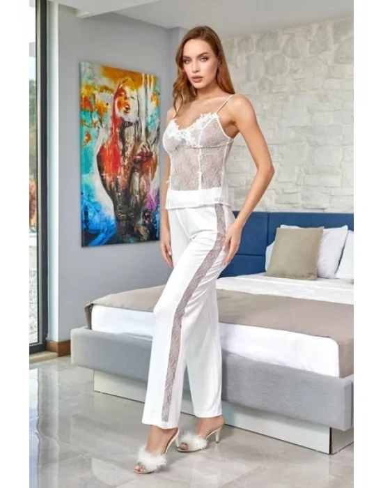 Aqua 24584 Dantel Detay Sabahlıklı 3lü Pijama Takımı