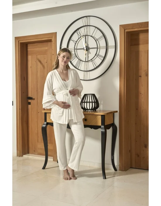 Aqua 26620 Kadın Lohusa Sabahlıklı Pijama Takım