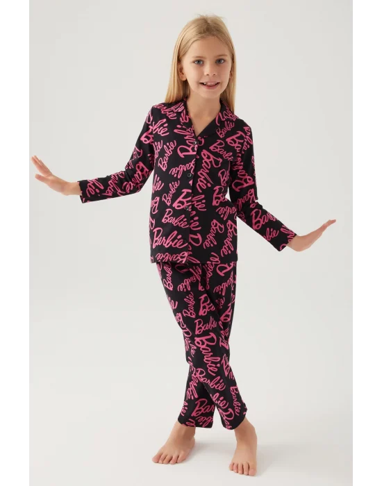 Barbie 1767-3 Kız Çocuk Gömlek Pijama Takımı