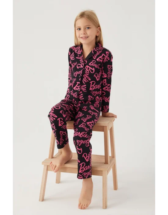 Barbie 1767-3 Kız Çocuk Gömlek Pijama Takımı