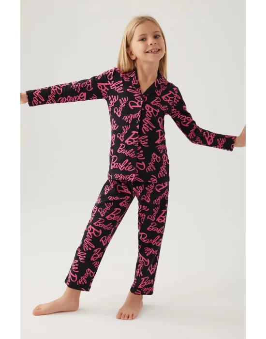 Barbie 1767-3 Kız Çocuk Gömlek Pijama Takımı