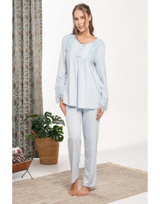 Bone 6109 Dantel Detaylı Sabahlıklı Lohusa Pijama Takımı
