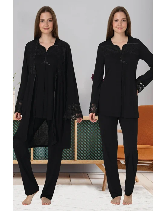 Effortt 4084 Dantelli Sabahlıklı Lohusa Pijama Takımı