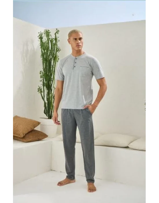 Kocabey 2090 Erkek Midi Yaka Pijama Takım