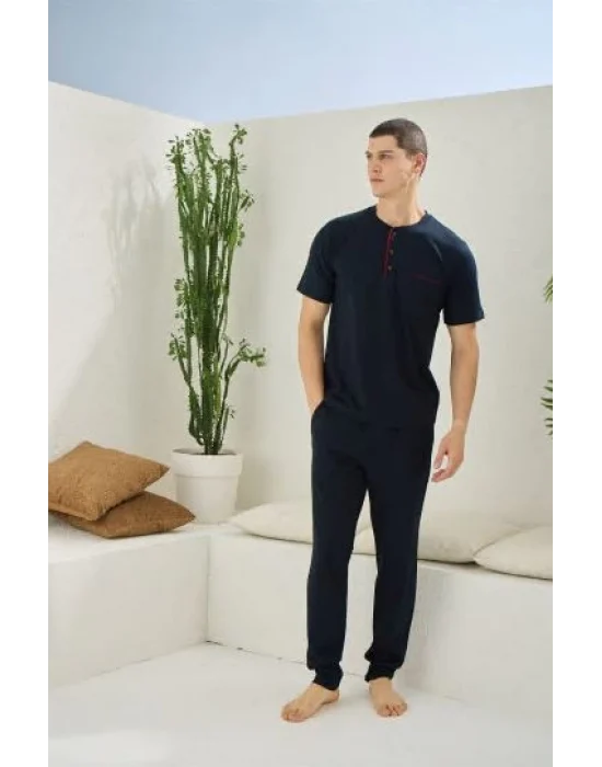 Kocabey 2090 Erkek Midi Yaka Pijama Takım