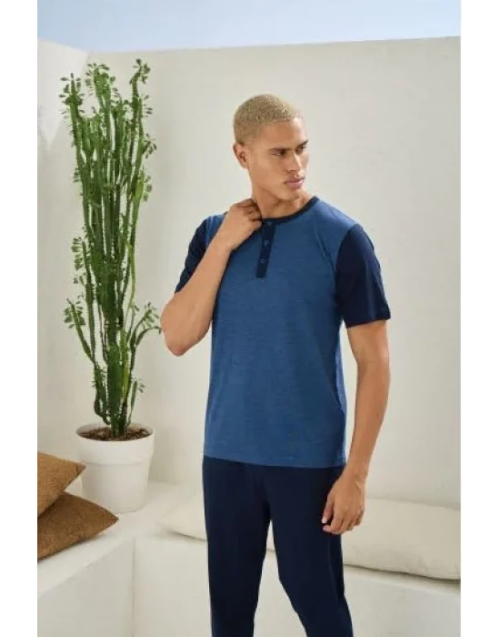 Kocabey 2205 Erkek Battal Midi Yaka Pijama Takım