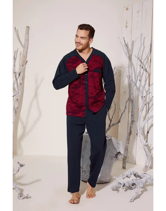 Kocabey 8025 Erkek  V Yaka Boydan Düğmeli Pijama Takımı
