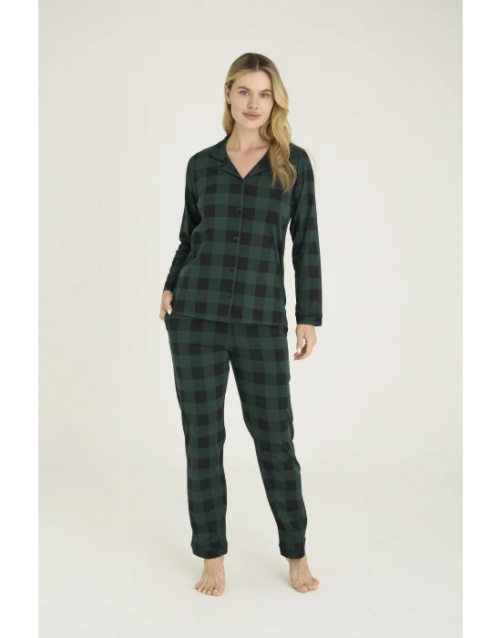 Kocabey 9209-K Kadın Apaj Yaka Pijama Takım